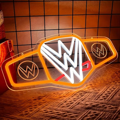 Wrestling neon sign LED wall decor with brightly colored wrestling belts and logos for gaming bedrooms, match parties, sports fan gifts, wrestling gifts, sports themed lighting, Gym Decor and Man Cave