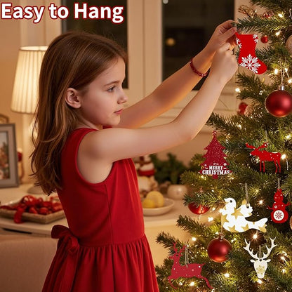 MACTING 45PCS Wooden Christmas Ornaments Unfinished Predrilled Natural Wood Slices DIY Blank Hanging Ornaments Kit for Crafts Centerpieces Christmas Tree Decorations, 9 Styles