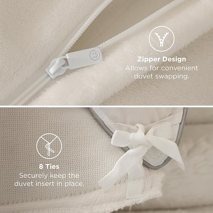 Bedsure Faux Fur Duvet Cover King Size - Beige Fluffy Duvet Cover Set, Soft and Cozy Shaggy Bedding Comforter Cover, Winter Warm Luxury Fuzzy Bed Set 3 Pieces, 1 King Duvet Cover and 2 Pillowcases