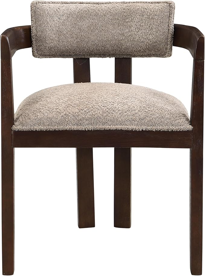 Christopher Knight Home Falcon Boucle Fabric Upholstered Dining Chairs Set of 2, Modern Wooden Dining, Curved Backrest Kitchen Side Chair,Living Room Extra Seat, Espresso