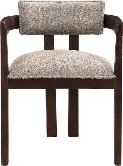 Christopher Knight Home Falcon Boucle Fabric Upholstered Dining Chairs Set of 2, Modern Wooden Dining, Curved Backrest Kitchen Side Chair,Living Room Extra Seat, Espresso