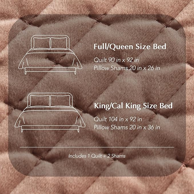 EVERGRACE Luxury Velvet Quilt Set King Size 3 Piece, Soft Cross-Stitch Velvet Comforter Set with Pillow Shams, Lightweight Coverlet Bedspread Bedding Set for All Seasons, Terracotta Clay
