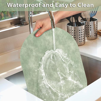 ADRIMER Placemats, Heat Resistant Oval Placemats Set of 6 Washable 12 x 17 Inch, Waterproof Table Mats, Wipeable Pu Place Mats for Kitchen, Dining Room, Green