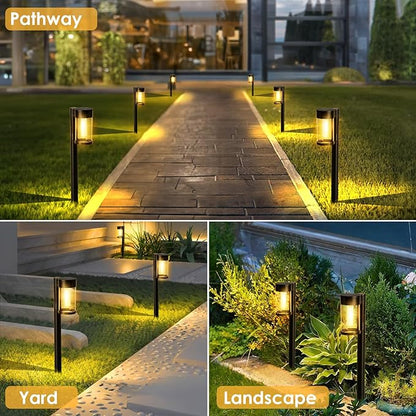 Mancra Solar Pathway Lights Outdoor, 10 Pack Metal & Glass Solar Lights Outdoor Waterproof Landscape Path Lights for Outside Yard Lawn Walkway Driveway Garden Decor
