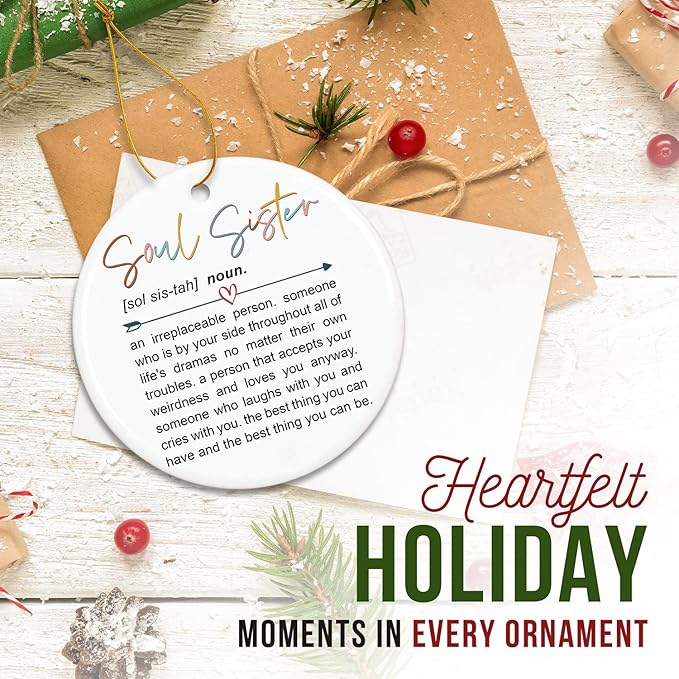 ZAGKOO Soul Sister Christmas Ornament 2025 - Soul Sister Gifts for Women, Best Friend Christmas Ornament, Friendship Gift for Bestie, BFF, Close Friend - Xmas Decoration Ceramic Ornaments 2025