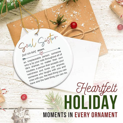 ZAGKOO Soul Sister Christmas Ornament 2025 - Soul Sister Gifts for Women, Best Friend Christmas Ornament, Friendship Gift for Bestie, BFF, Close Friend - Xmas Decoration Ceramic Ornaments 2025