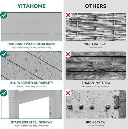 YITAHOME HDPE Patio Dining Table for 6, 71" Outdoor Dining Table w/Max Bearing 165 LBS, All Weather Rectangular Patio Table w/1.57" Umbrella Hole for Backyard Garden Lawn, Gray