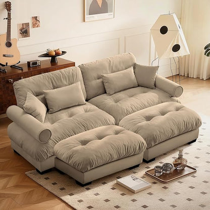 SoarFlash Modern Sofa Couches for Living Room, Small Sectional Sofa Set with Reversible Chaise, Sleeper Sofas and Modular Couch Function, Suitable for Small Spaces in Apartment, Brown