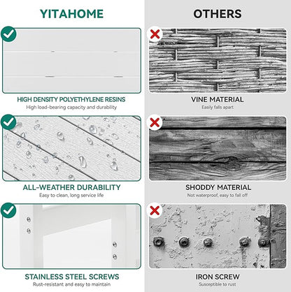 YITAHOME HDPE Patio Dining Table for 6, 71" Outdoor Dining Table w/Max Bearing 165 LBS, All Weather Rectangular Patio Table w/1.57" Umbrella Hole for Backyard Garden Lawn, White