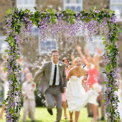 Lvydec Wisteria Artificial Garland, 4 Pcs Total 28.8ft Artificial Wisteria Vine Silk Hanging Flower for Home Garden Outdoor Ceremony Wedding Arch Floral Decor (Light Purple)