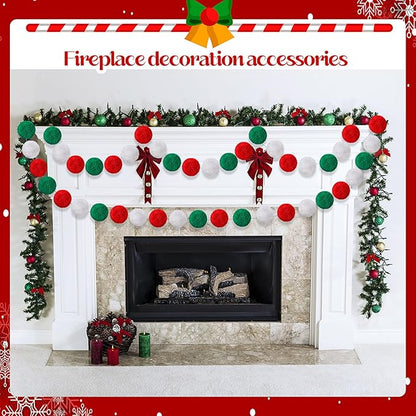 2 Pack Large Pom Poms Garland Hanging Decorations Colorful Soft Faux Rabbit Fur Ball Garland for Easter Xmas Holiday Wedding Baby Shower Birthday Party Supplies(Christmas,3.15 Inch)