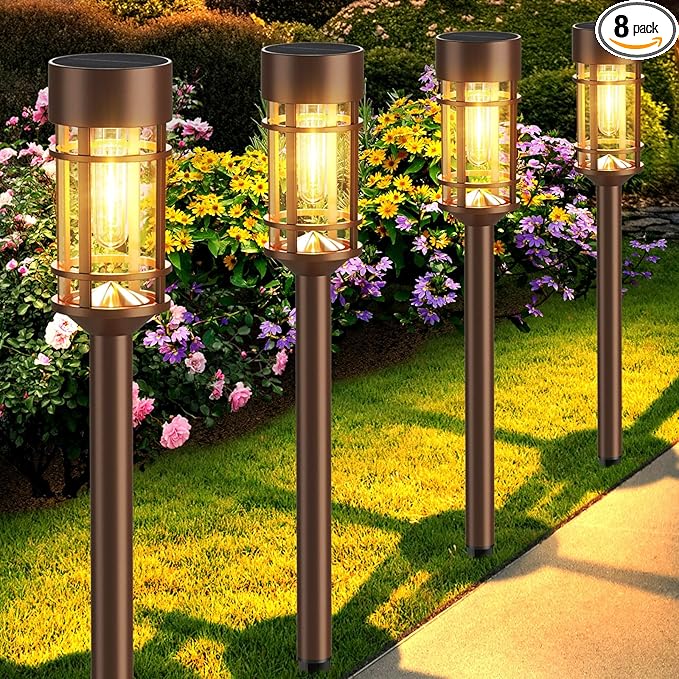 Mancra 8 Pack Solar Outdoor Lights, Bright Up to 10 Hrs Solar Lights Outdoor Waterproof Garden Decor for Patio Lawn Yard and Landscape