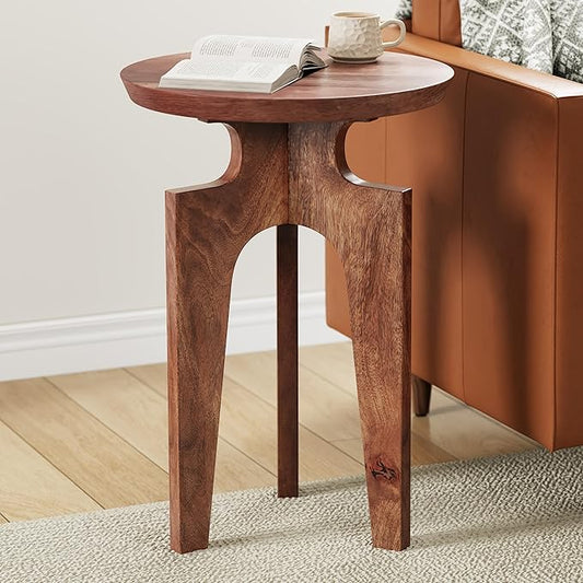 Christopher Knight Home Catrio Wood End Table with 3-Legged, Mid-Century Accent End Table Coffee Table with Solid Wood Leg for Living Room Bedroom or Small Spaces, Fully Assembled, Honey