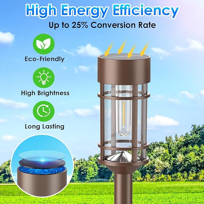 Mancra 8 Pack Solar Outdoor Lights, Bright Up to 10 Hrs Solar Lights Outdoor Waterproof Garden Decor for Patio Lawn Yard and Landscape