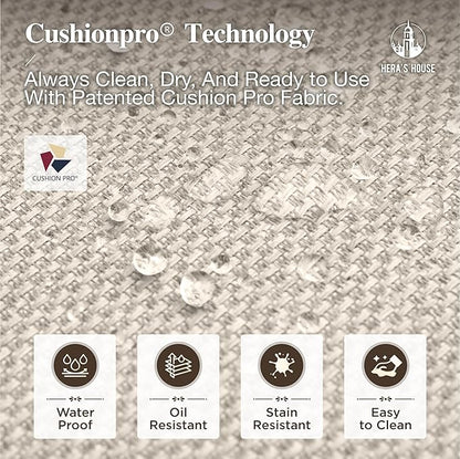 HERA'S HOUSE Patio Table and Chairs Set, Outdoor Dining Set for 7, 6 x Cushioned Woven Rattan Patio Swivel Chairs and 1 x 54” Round Table with Umbrella Hole, Outdoor Rattan Dining Set for Lawn