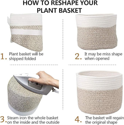 Woven Cotton Rope Plant Basket for 8" Flower Pot Small Basket for Plants Storage Organizer H7.5 x W8.5