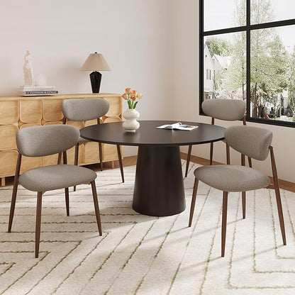 Dining Chairs Set of 4, Upholstered Dining Room Chairs with Metal Legs and Anti Slip Pads, Curved Back Wood Kitchen Chair for Home and Restaurant Use, Camel