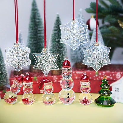 Set of 4 Crystal Snowflake Ornaments for Christmas Tree, 2025 Clear Glass Snowflake Ornaments Bulk, 3.5" Crystal Christmas Snow Flake for Tree, Xmas Gift for Home Decoration