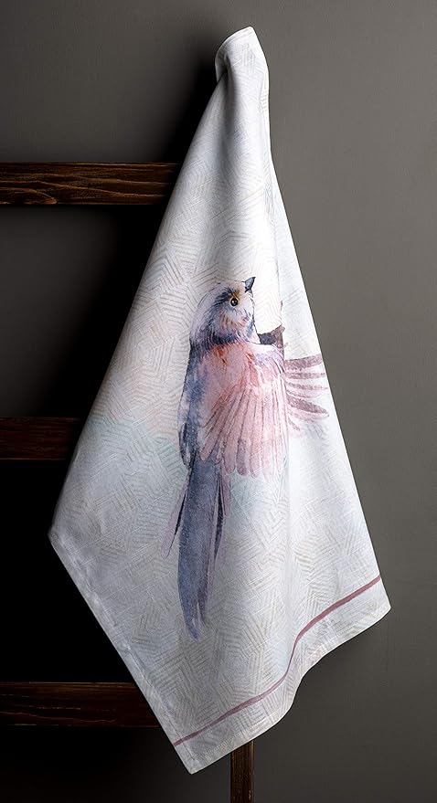 Maison d'Hermine Dish Towels 100% Cotton Absorbent Kitchen Towels Flying Birds Spring Summer Set of 3