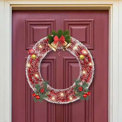 Lush Christmas Tinsel Garland, Red & White Radiant Metallic Twist Streamers for Holiday Decor, Plush & Full Xmas Tree Garland for an Elegant Festive Atmosphere, Indoor & Outdoor Party Supplies