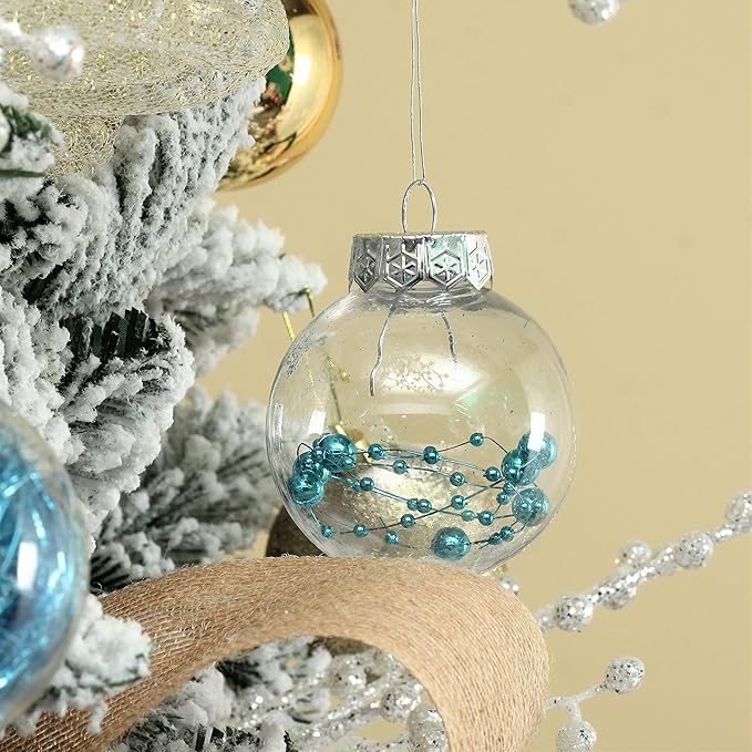 30 pcs 2.36 Inch Light Blue Clear Christmas Ball Ornaments Set Shatterproof Ball Decorations for Xmas Tree Delicate Stuffed Xmas Ornaments for Holiday Wedding Party Gift for Christmas Decor