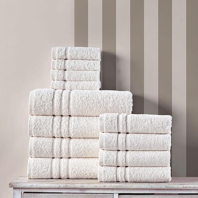 Hawmam Linen Cream Bath Towels 4 Pack Soft Bath Towels Premium Quality Perfect for Daily Use 100% Cotton Towel, Sea Salt