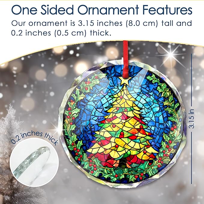 Christmas Tree Ornament 2025 - Ceramic Hanging Decor for Christmas Tree - Festive Xmas Ornament Gift - Round Seasonal Decoration for Home or Office