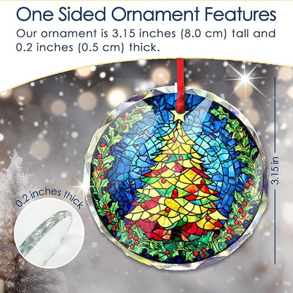 Christmas Tree Ornament 2025 - Ceramic Hanging Decor for Christmas Tree - Festive Xmas Ornament Gift - Round Seasonal Decoration for Home or Office