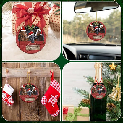 OASSIE Christmas Horse Gifts for Women Men - Ceramic Christmas Ornaments 2025 for Tree Decorations - Horse Xmas Birthday Gifts for Animal Lovers, Farmhouse Decoration, Farm Animal Decor