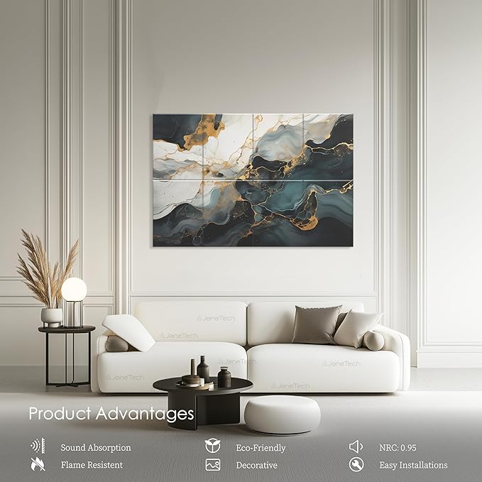 8-Pack Acoustical Wall Panels 48x32 Inches Acoustic Panels Sound Absorbing Decorative Sound Dampening Panels for Studios, Offices, Theaters, Adhesive Included