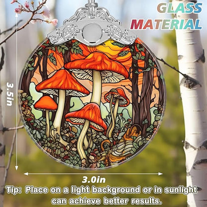Mushroom Stained Glass Orament - Christmas Ornament - Christmas Decorations for Tree - Holiday Present ldeas - Gift Exchange