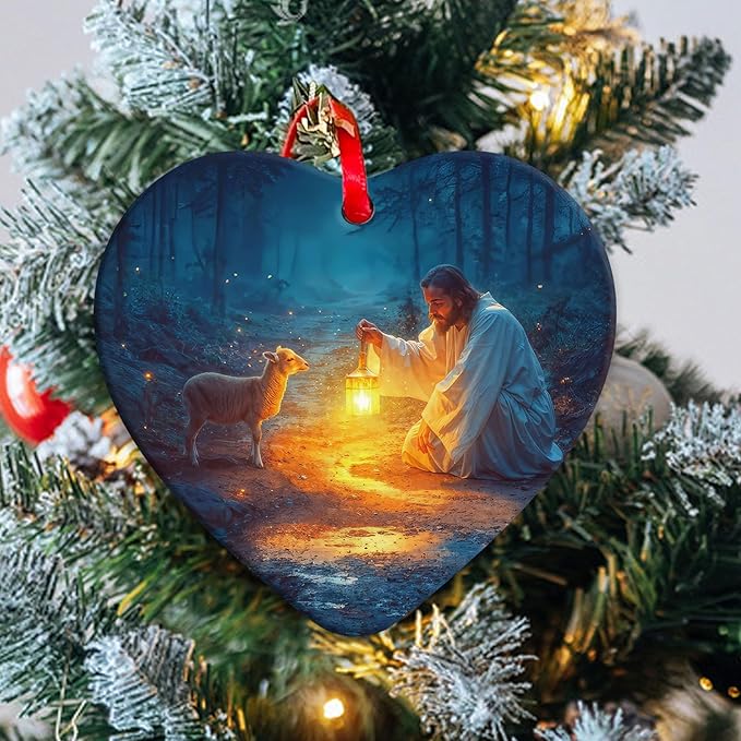 Baptism Gifts for Boys or Girl,Christmas Ornaments for Christmas Tree Decorations Jesus and Lamb Birthday Gift for Women Christian Gifts for Women C-319