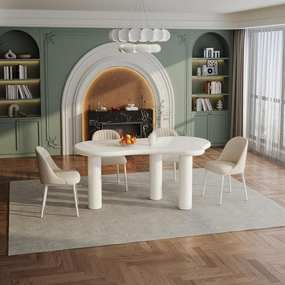 62.2" Dining Table for 4/6, Modern Cream Style Dining Table for Kitchen, Dining Room, Easy Assembly