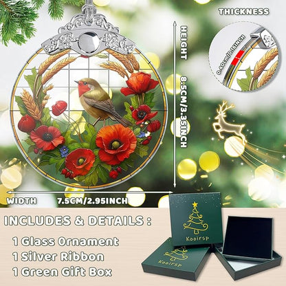 Stained Glass Birds Christmas Ornaments, Birds Christmas Tree Decoration, Hanging Xmas Tree Decor, Gift Idea