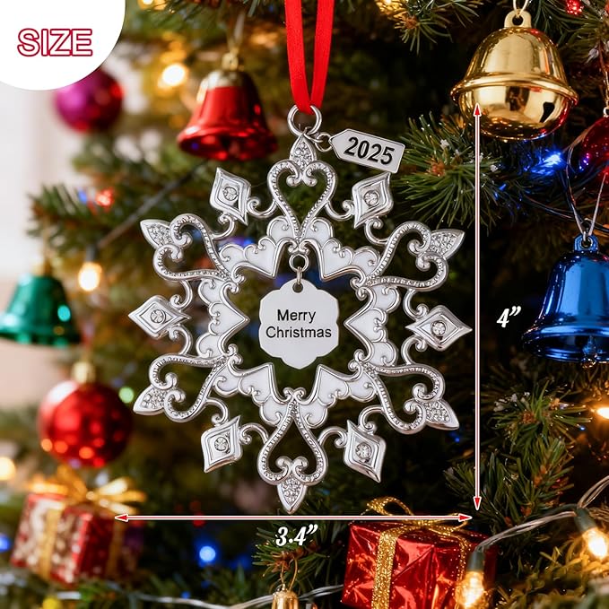Christmas Tree Ornaments Snowflake Dated 2025, Metal Christmas Ornaments, Christmas Tree Decorations, Hanging Decoration, Angel Reindeer