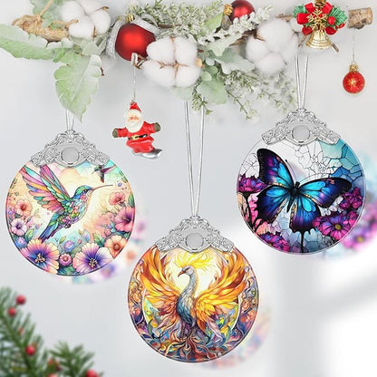 Phoenix Stained Glass Ornament - Christmas Tree Decor, Spreading Wings
