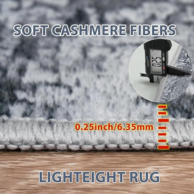 4x6 Area Rugs for Living Room Rug Washable: Abstract Rug for Dining Room Bedroom Carpet Non Slip 4 by 6 Indoor Modern Nursery Home Office Black