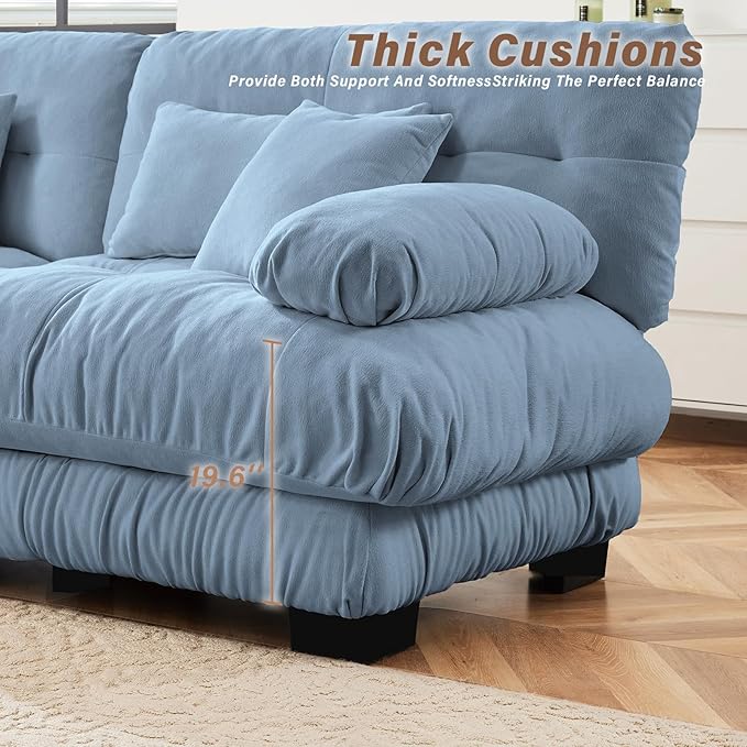 SoarFlash Sectional Sofas Couches for Living Room, L Shaped Couch Sofa Set, Small Couches for Small Spaces, Apartment with Movable Ottoman, Blue