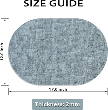 Placemats for Dining Table Set of 8 Non-Slip, Heat Resistant Oval Leather Placemat Double Layer, Waterproof Table Mats Easy to Clean for Kitchen Dining Room Coffee Office Table, Light Blue