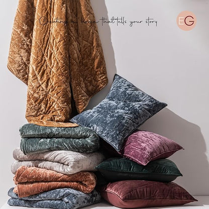 EVERGRACE Luxury Velvet Quilt Queen Size, Ultra Soft Wave Crushed Velvet Bedding Set, Lightweight Quilted Comforter Set for All Season, Oversized Bedspread Coverlet with 2 Shams, Harvest Gold