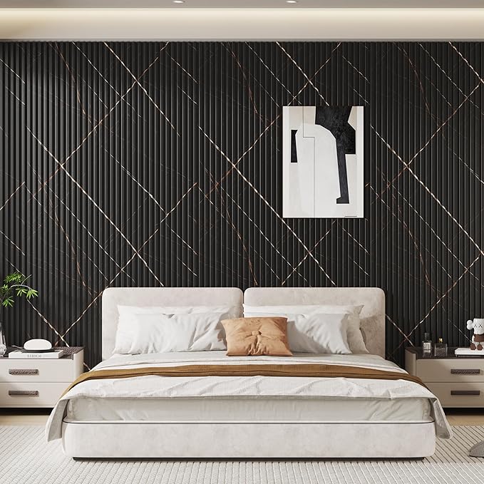 8-Pack WPC Wood Panels for Wall - 96 x 6.6 Inch 3D Acoustic Wall Panels, Waterproof and Easy Installation, Accent Slat Wall Paneling for Living Room, Office, Granite