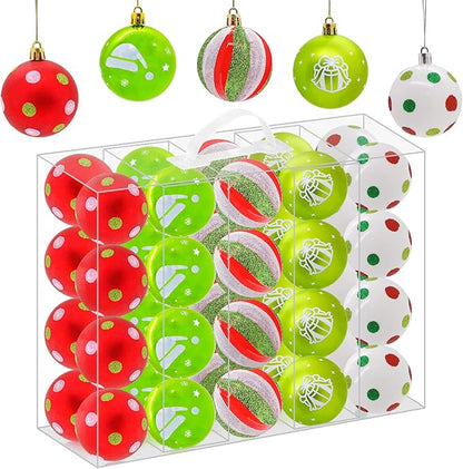 40PCS 2.36" Christmas Balls Ornaments, Plastic Christmas Tree Ornaments, Holiday Baubles, Hanging Decorations for Xmas Trees Holiday Party, Lime Green Baubles