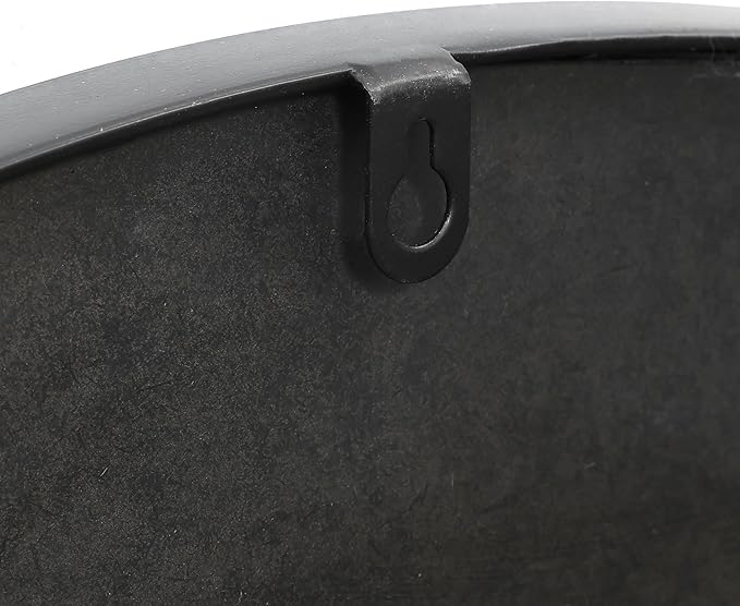 LuxenHome 30" Round Wall Mirror, Goldrush Black Metal Frame Wall Decor Large Circle Decorative Accent Mirror for Bathroom Bedroom Entryway Living Room Decoration