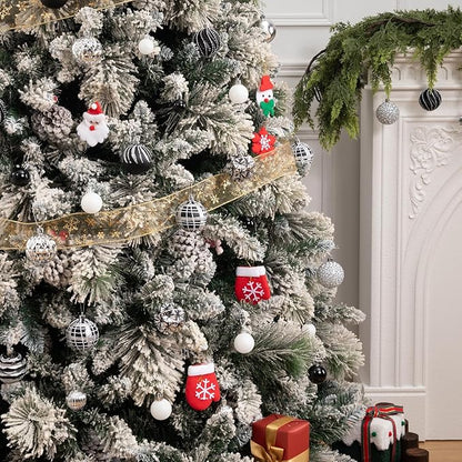 100ct Christmas Ball Ornaments Set, Black Silver and White Shatterproof Hand-Painted Hanging Baubles Decoration Bulk for Xmas Tree, Wreath, Garland, Home Holiday Decor