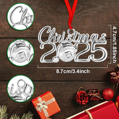 Christmas Ornament 2025 Ornaments for Christmas Tree Decorations, Dated Ornaments 2025 Keepsake Yearly 2025 Metal Hanging Ornaments for Xmas Wreath Decor Holiday Party Supplies