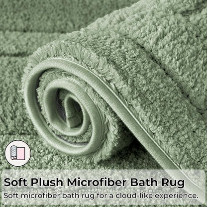 GRANNY SAYS Toilet Rugs U Shaped Washable Non Slip, Toilet Mats for Bathroom Soft Plush Shaggy Absorbent, Microfiber Bath Mats for Bathroom Toilets Cute Decor, 20" x 24", Green