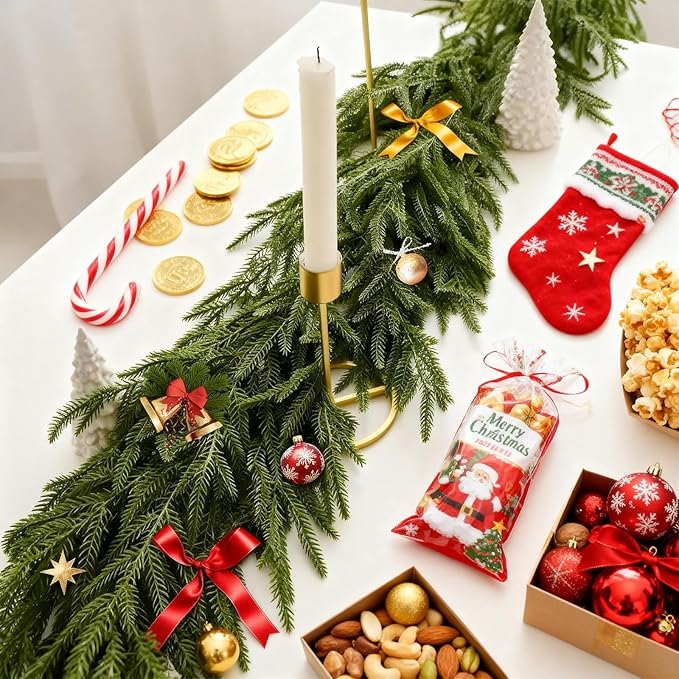 Christmas Garlands 6FT Norfolk Pine Garland 2 PCS Realistic Artificial Faux Greenery Garlands for Mantle Holiday Indoor Outdoor Fireplace Window Stairs Winter Christmas Decorations