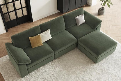 EASE MOOSE Sectional Modular Sofa, L Shape Sectional Couch,Comfty Deep seat Modular Sofa with Ottoman for Living Room,Green