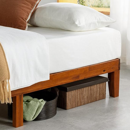 Mellow Naturalista Classic 12 Inch Solid Wood Platform Bed with Wooden Slats, Twin XL, Cherry