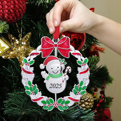 Christmas Ornaments, Metal Christmas Tree Ornaments Dated 2025 Silver Rotatable Funny Christmas Ornaments Decorative Keepsake Snowman Decoration